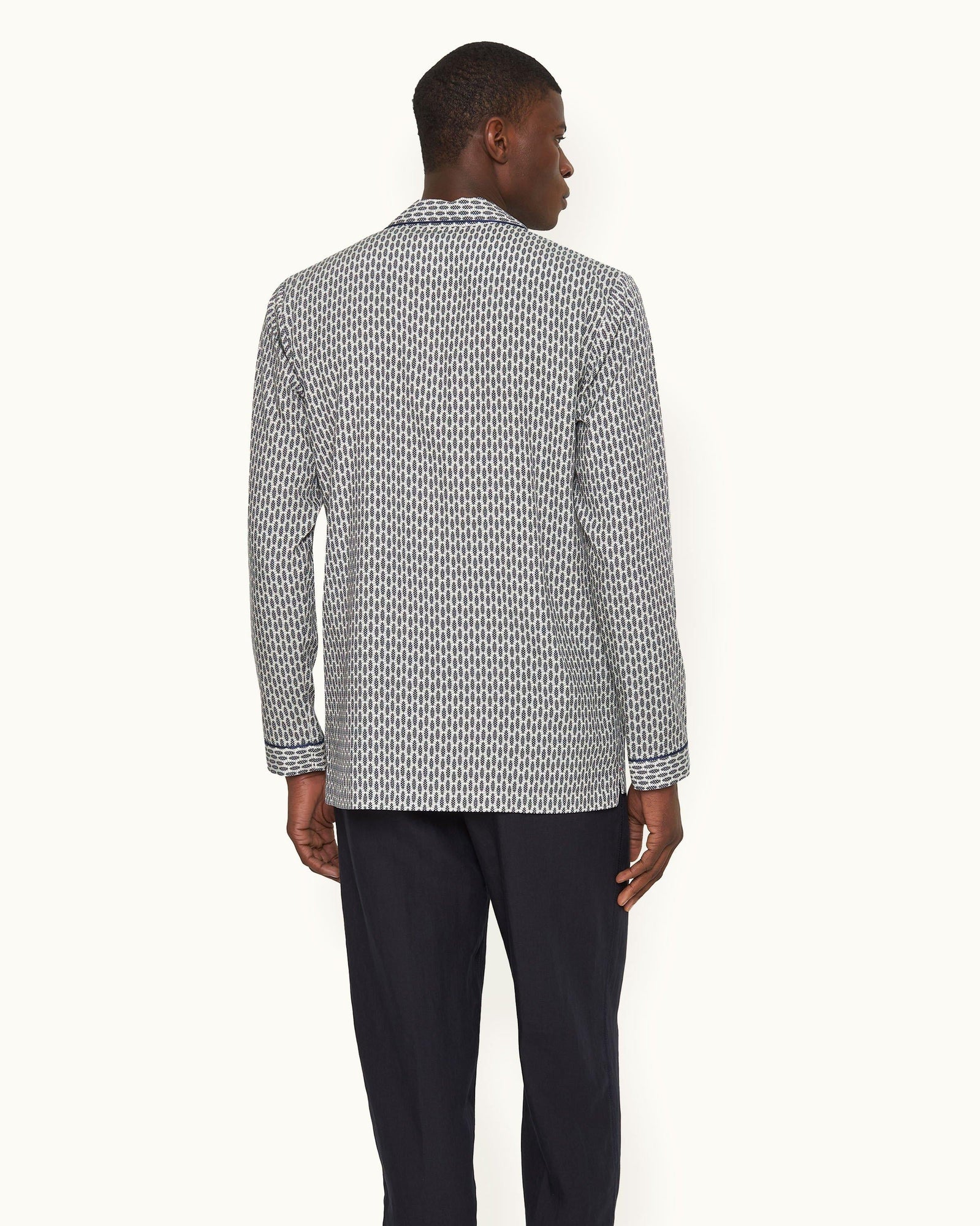 Perez Print Capri Collar Resort-Style Shirt Woven In Italy in Chai colour | Chai