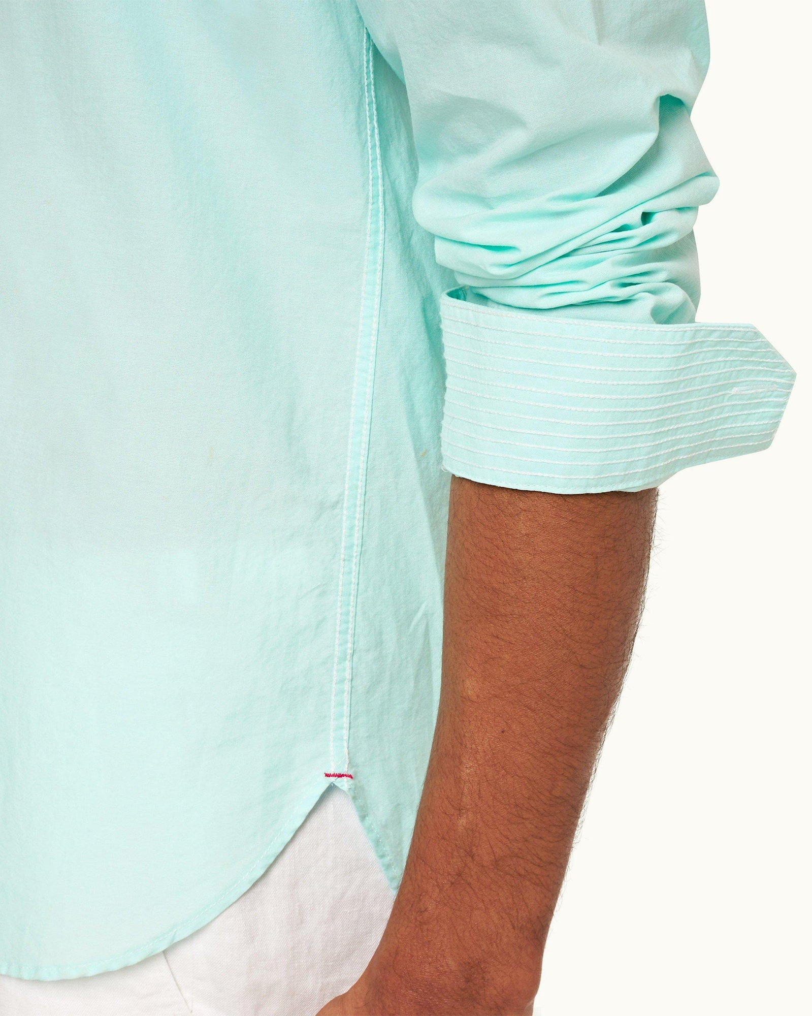 Clear Sky/White Tailored Fit Classic Collar Weft Cotton Shirt | Clear Sky/White