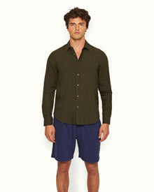 Giles Palm Tailored Fit Classic Collar Shirt | Palm