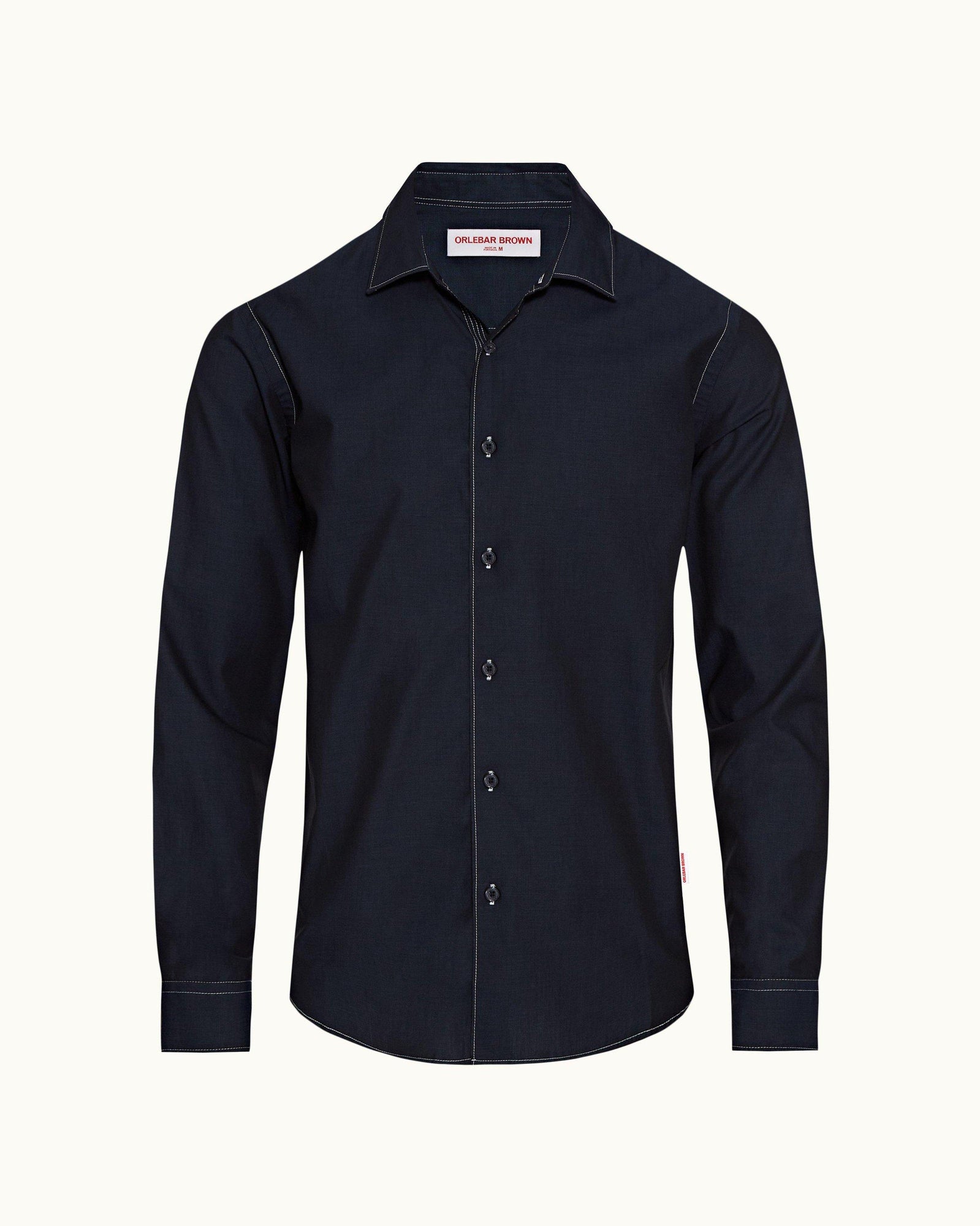 Navy/White Classic Collar Stitch End On End Shirt | Navy/White