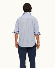 Signal Blue/White Classic Stripe Easy Fit Cotton Shirt | Signal Blue/White