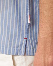 Ice Blue/White Classic Stripe Capri Collar Shirt | Ice Blue/White