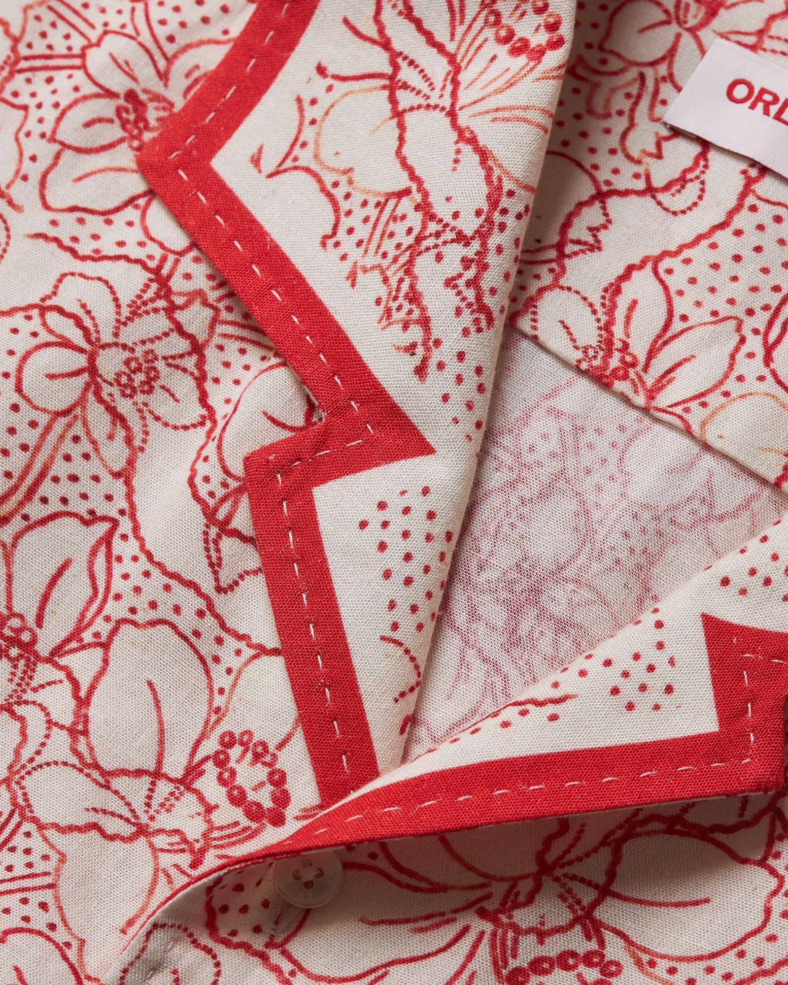 Hibbert Floral Nouveau Print Classic Fit Capri Collar Shirt in Summer Red/White Sand | Summer Red/White Sand