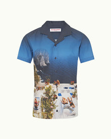 Hibbert Terrace Photographic Print Classic Fit Capri Collar Cotton Shirt | Terrace
