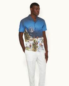 Hibbert Terrace Photographic Print Classic Fit Capri Collar Cotton Shirt | Terrace
