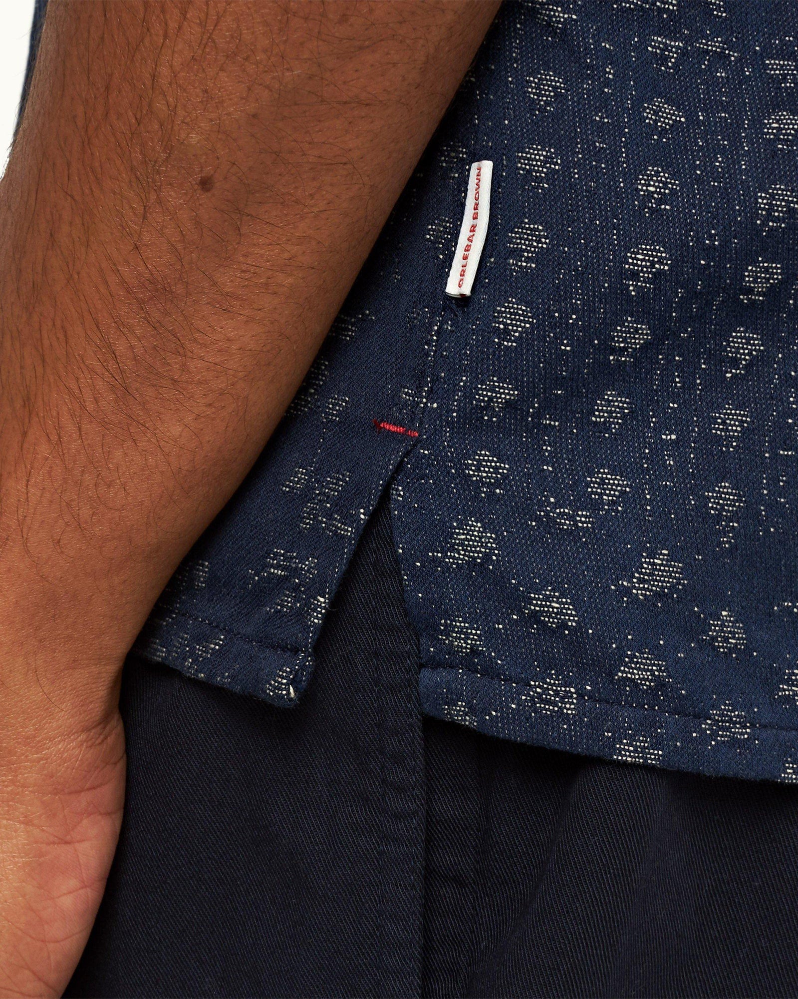 Indigo Solo Pastiche Capri Collar Jacquard Denim Shirt | Indigo