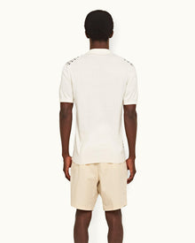 Sea Mist Tailored Fit Cotton-Silk Jacquard Polo Shirt | Sea Mist