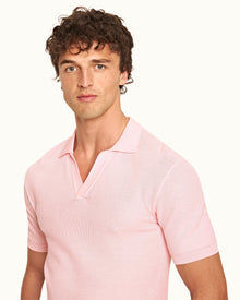 Horton Pique Rose Tailored Fit Pique Stitch Mercerised Cotton Polo Shirt | Rose