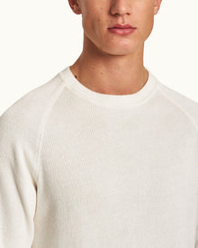 Hudson White Sand Relaxed Fit Crewneck Double-Faced Sweatshirt | White Sand