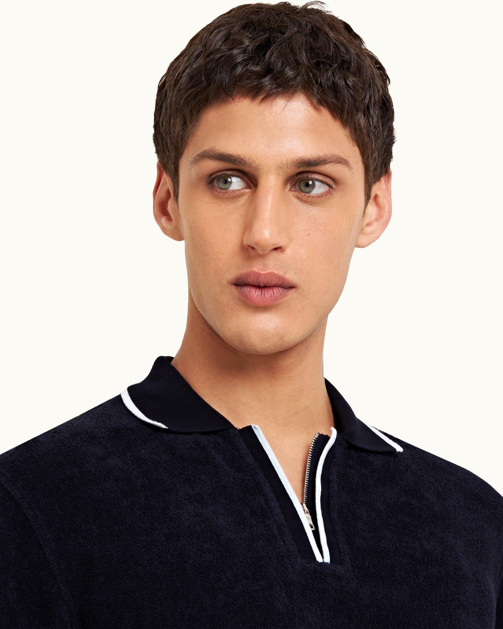 Night Iris Classic Fit Half-Zip Long-Sleeve Polo Shirt | Night Iris