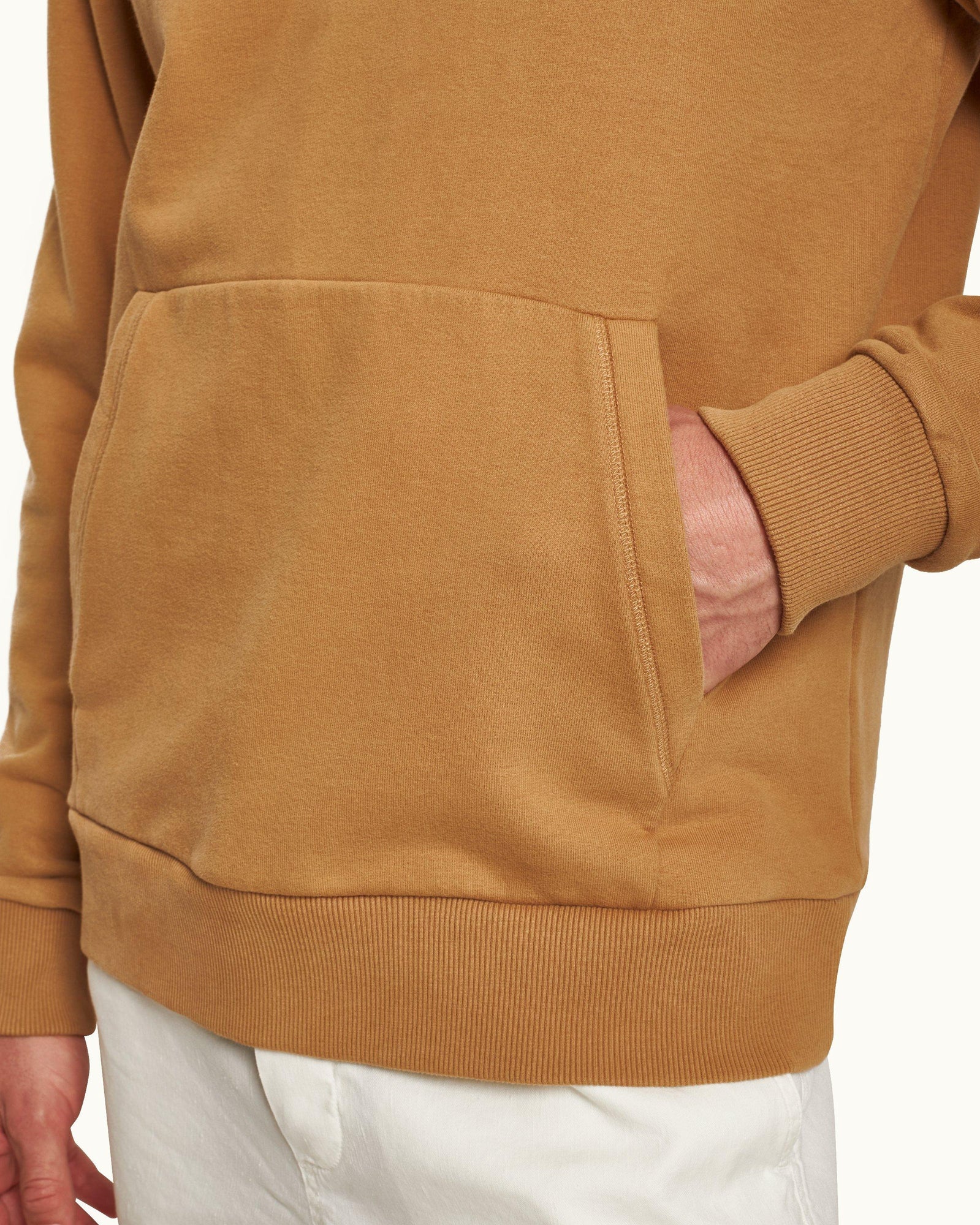 Light Golden Khaki Classic Fit Hooded Organic Cotton Sweatshirt | Light Golden Khaki