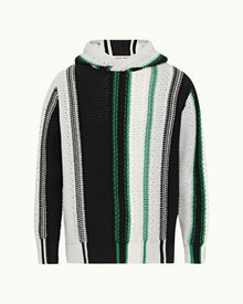 Multi Stripe Relaxed Fit Knitted Hooded Sweatshirt | Multi Stripe