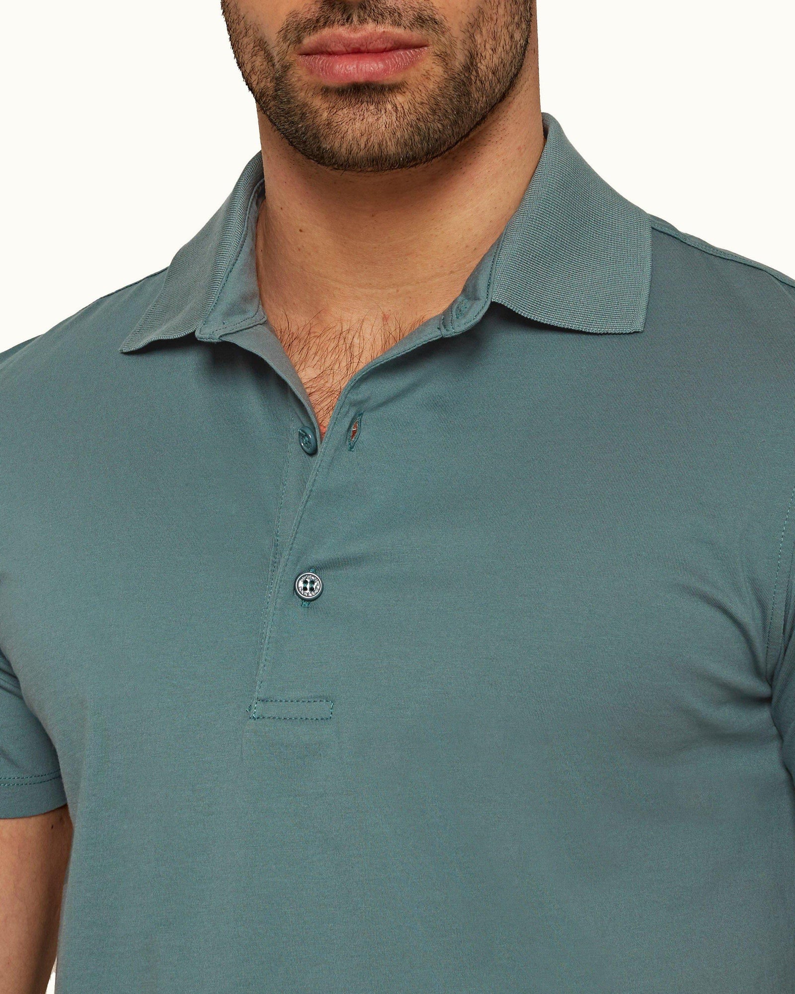 Linwood Sage Classic Fit Mercerised Cotton Polo Shirt | Sage