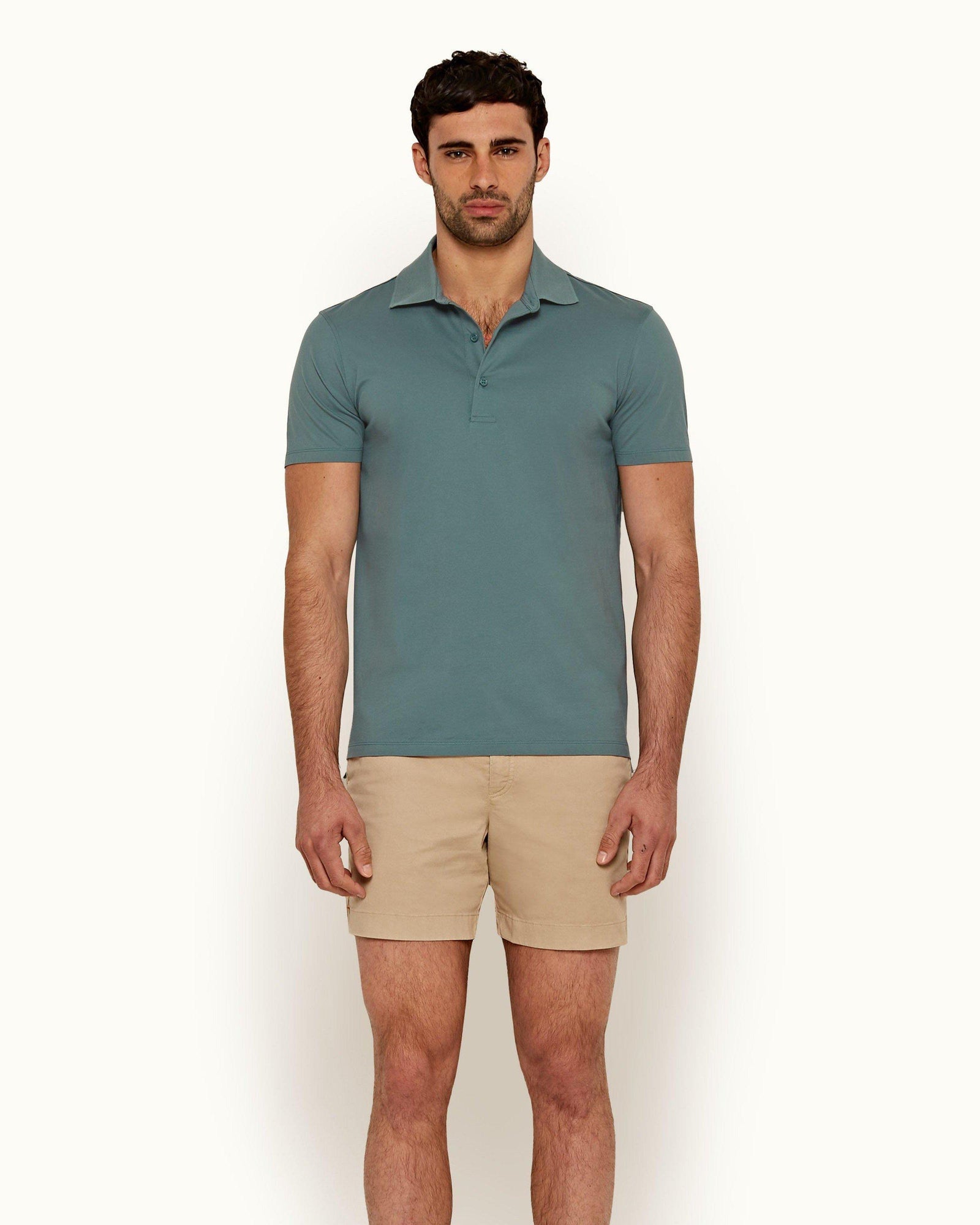 Linwood Sage Classic Fit Mercerised Cotton Polo Shirt | Sage
