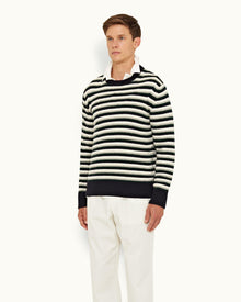 Navy/Multi Stripe Alpaca-Blend Jumper | Navy/Bristlecone Pine/Strata