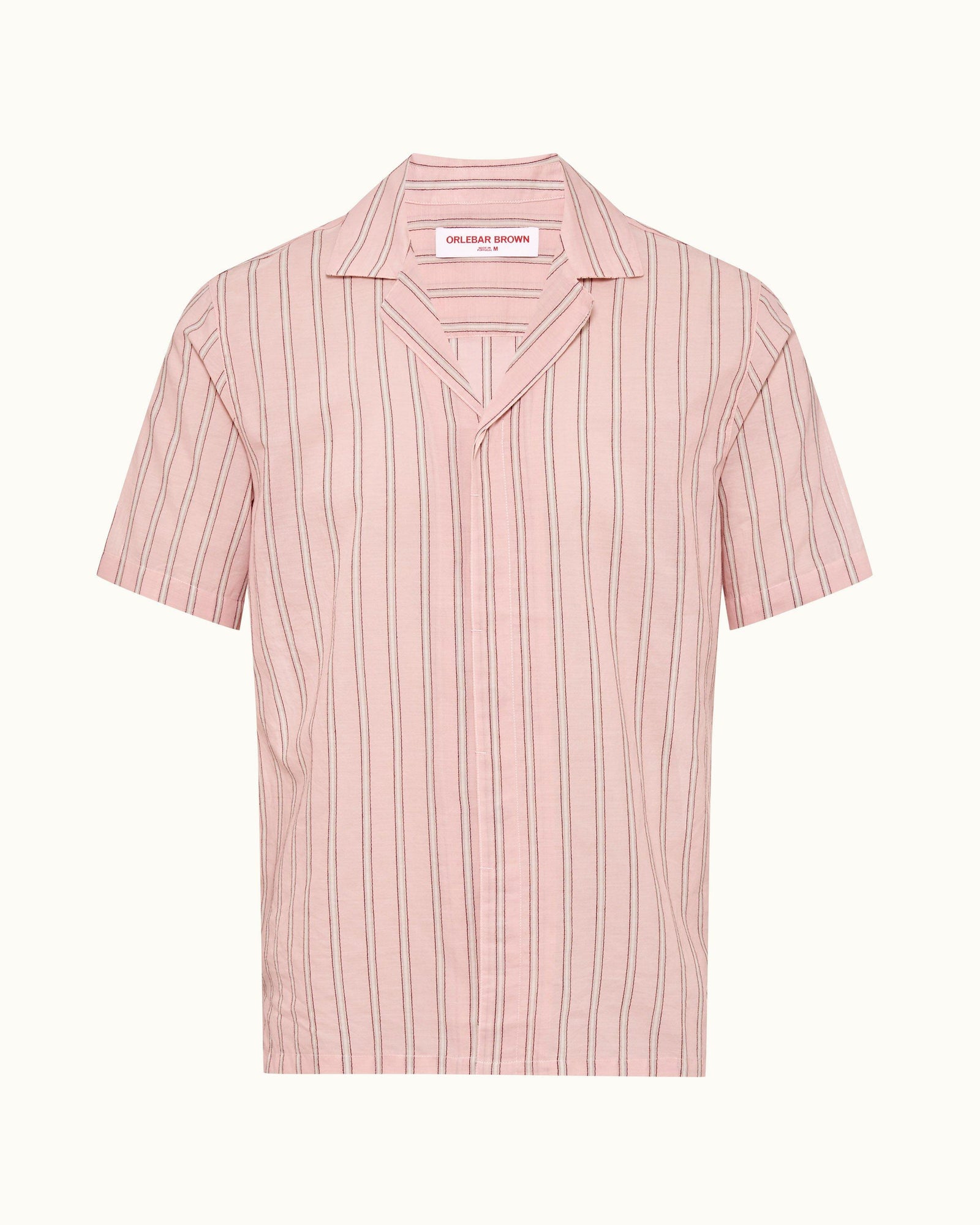 Maitan Rose/White Capri Collar Stripe Cotton Shirt | Rose/White