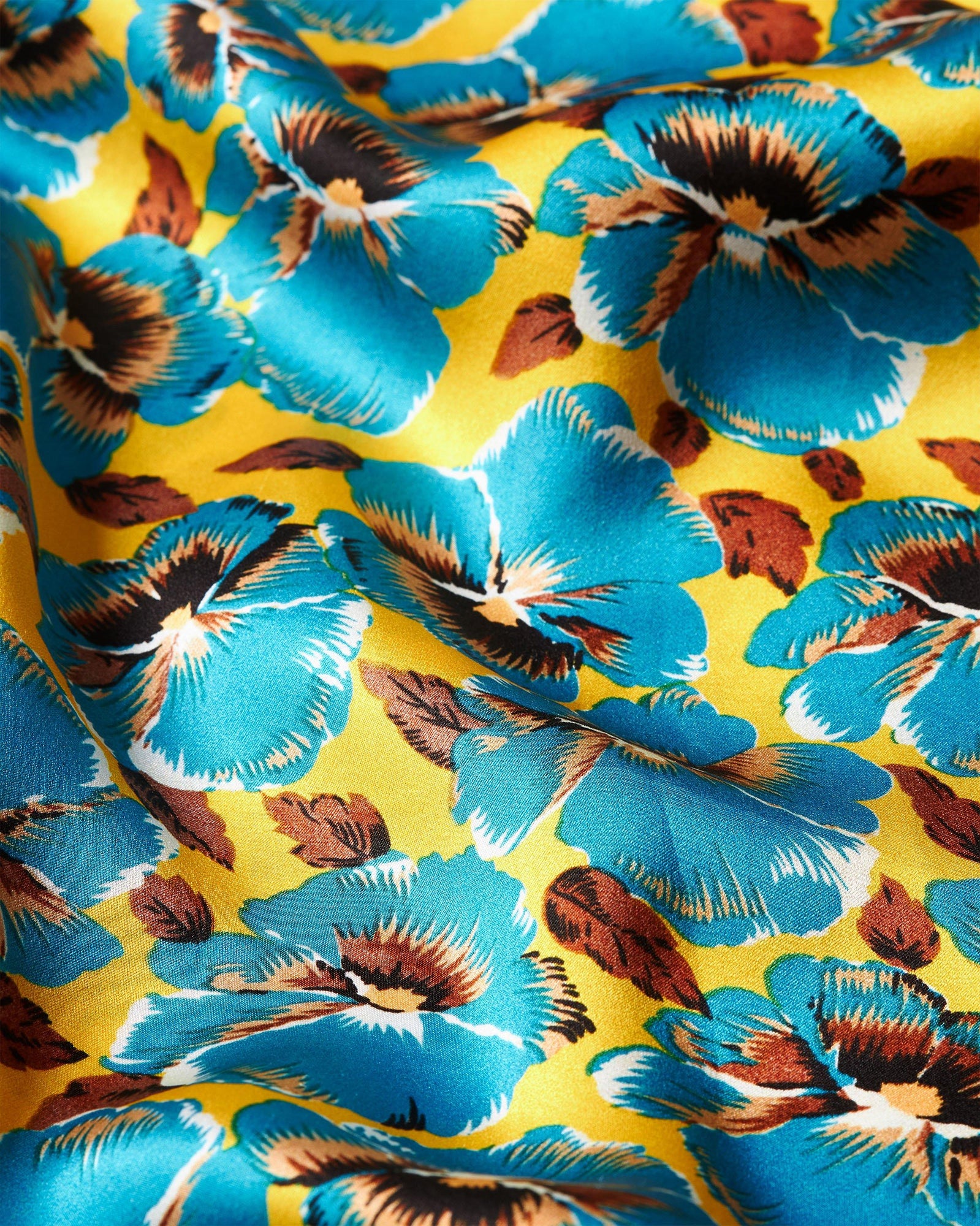 Petal Print Relaxed Fit Capri Collar Silk Shirt Woven In Italy in Lemon Meringue colour | Lemon Meringue