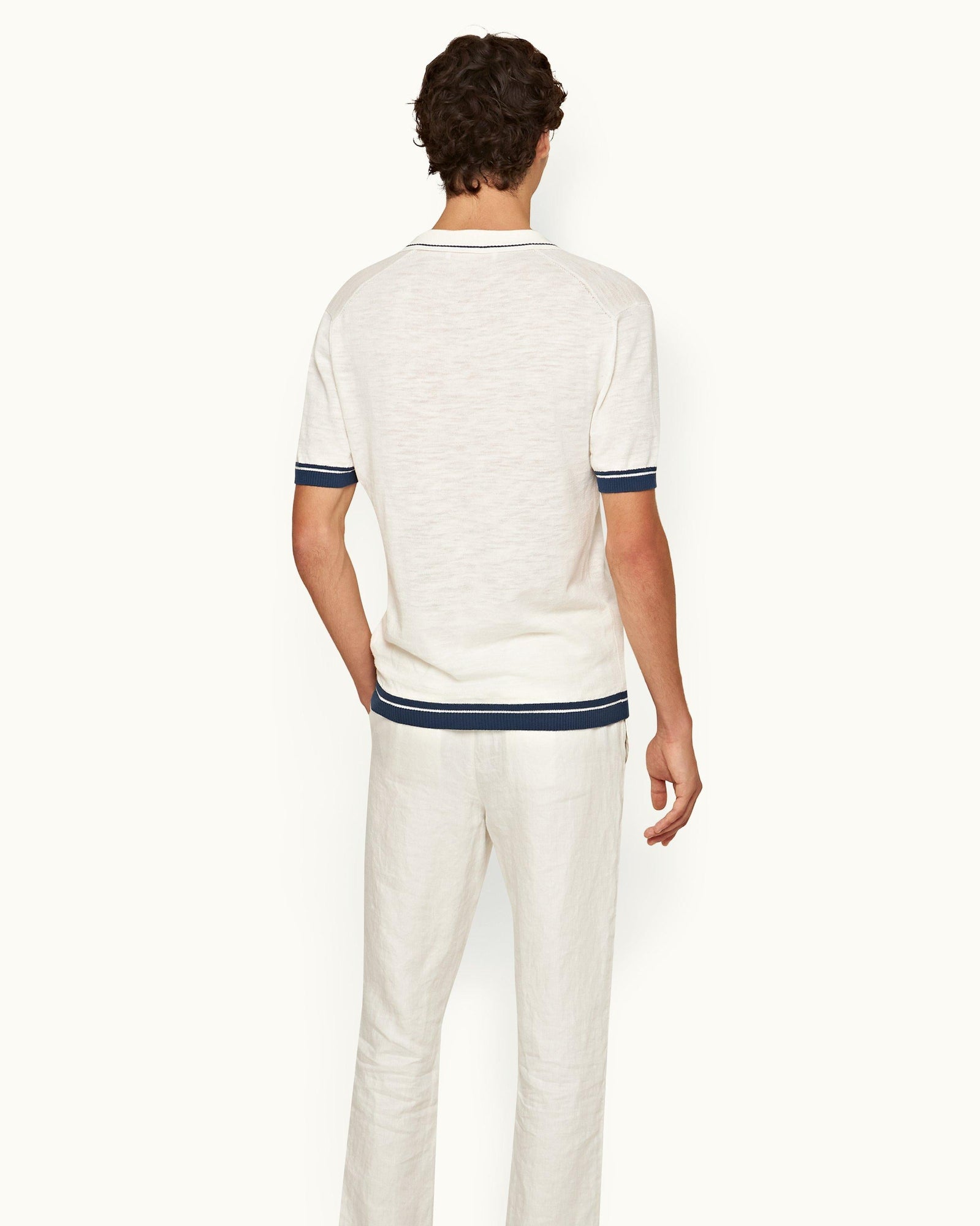 Maranon Cotton Linen White Sand Tailored Fit Cotton-Linen Polo Shirt | White Sand