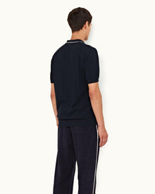 Night Iris Tailored Fit Waffle Towelling Polo Shirt | Night Iris