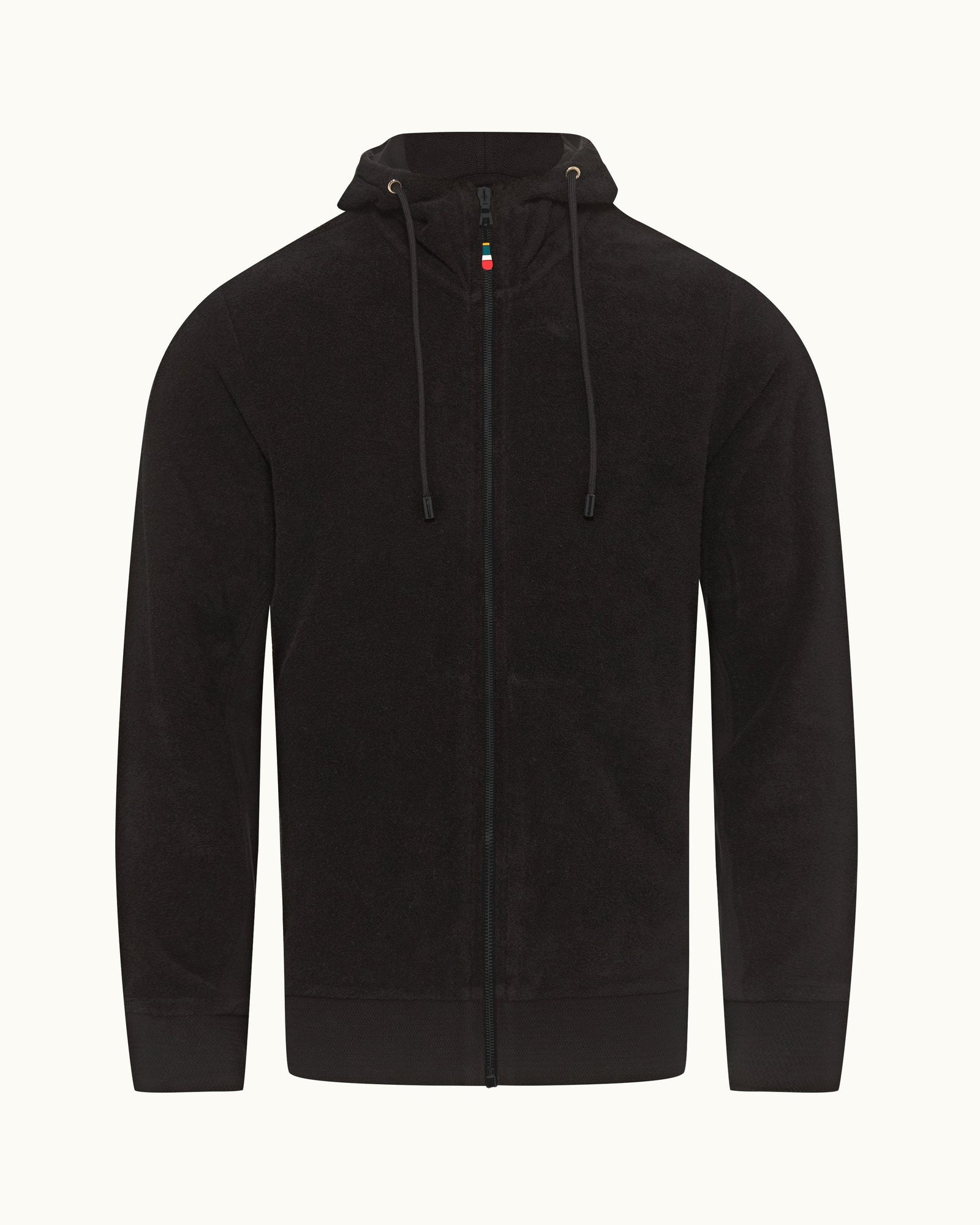 Mathers Black Classic Fit Mixed Texture Hooded Sweatshirt | Black