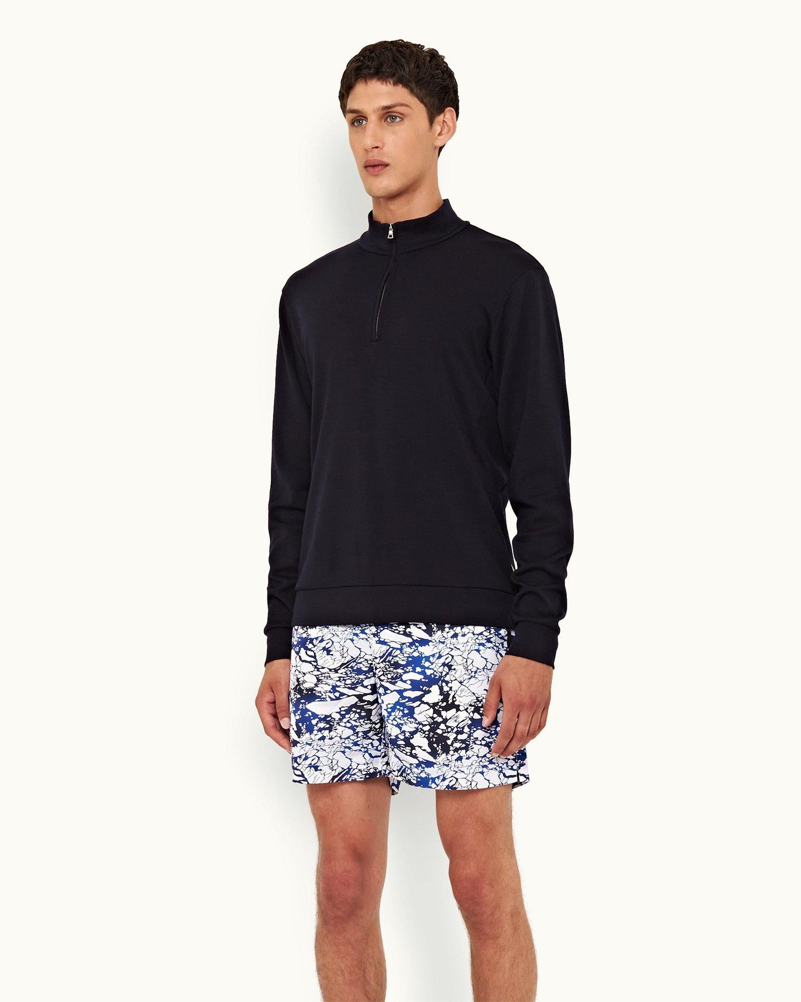 Night Iris Half-Zip Merino Jersey Pullover | Night Iris