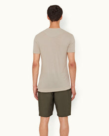 Parched Green Tailored Fit Crew Neck Cashmere T-shirt | Parched Green