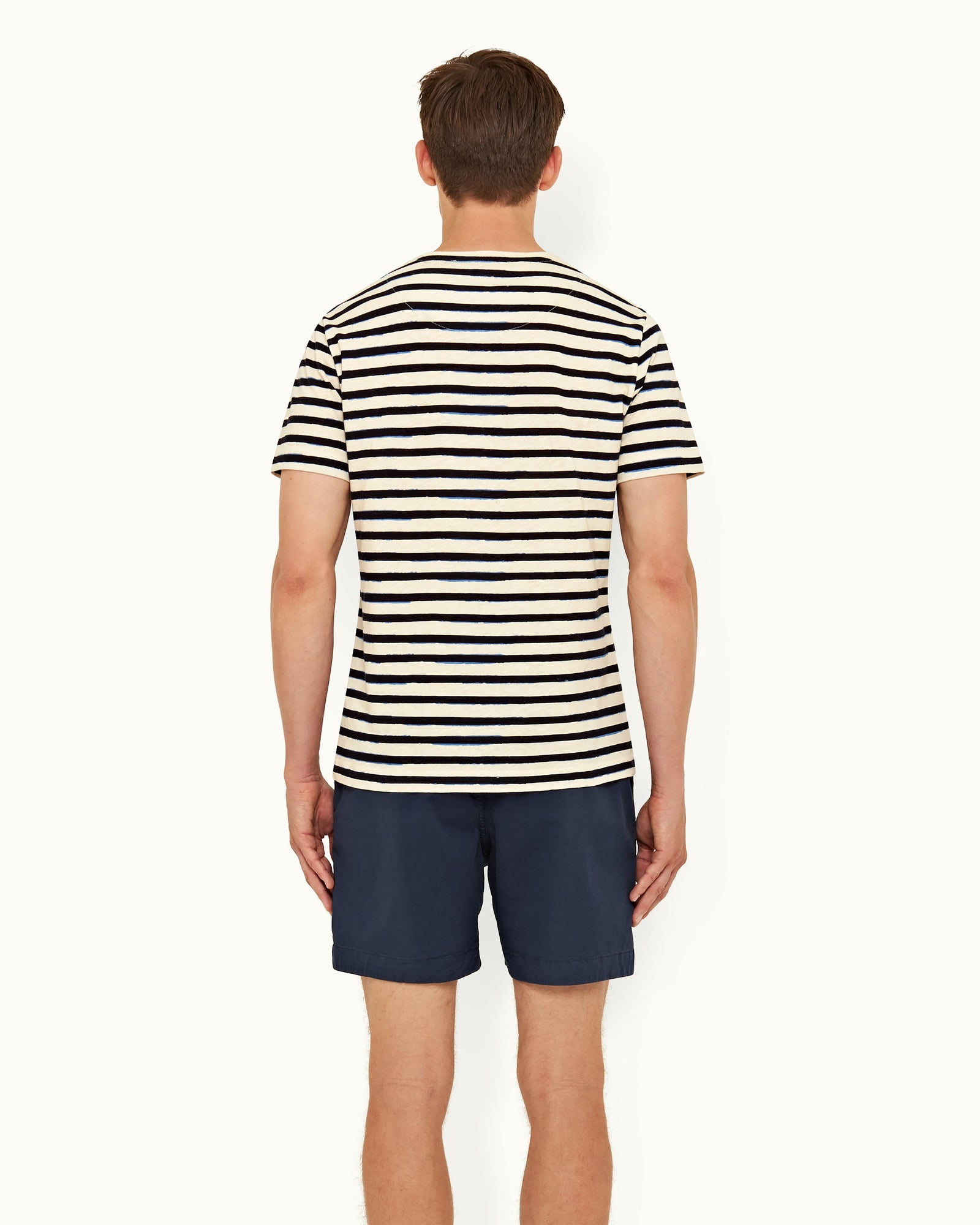 Cloud/Night Iris Stripe Tailored Fit Crew Neck T-shirt | Cloud/Night Iris
