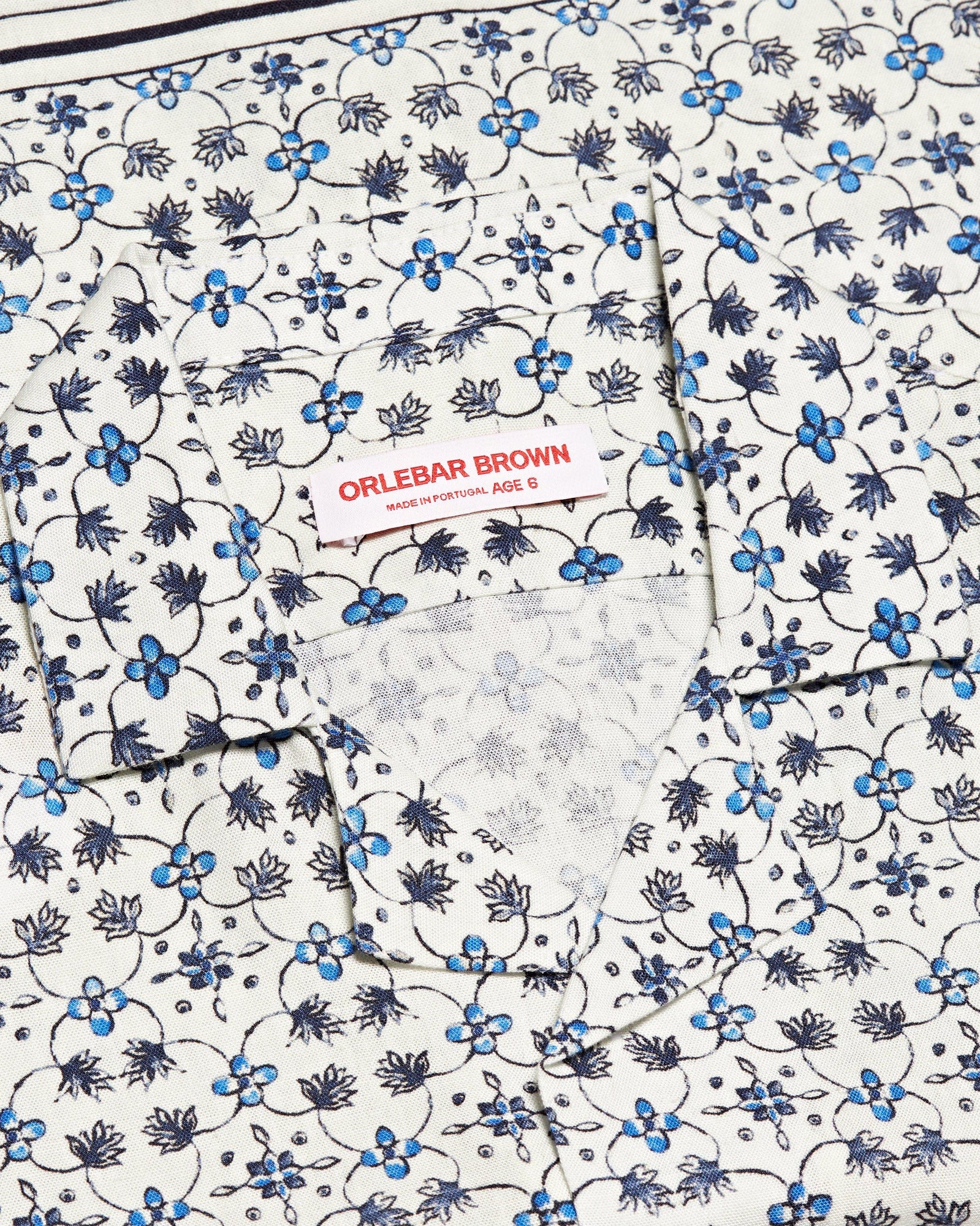 Kids | Fiore Print Capri Collar Linen Blend Shirt In Cashew Colour | Cashew