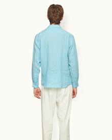 Summer Air Relaxed Fit Half Placket Laundered Linen Shirt | Summer Air