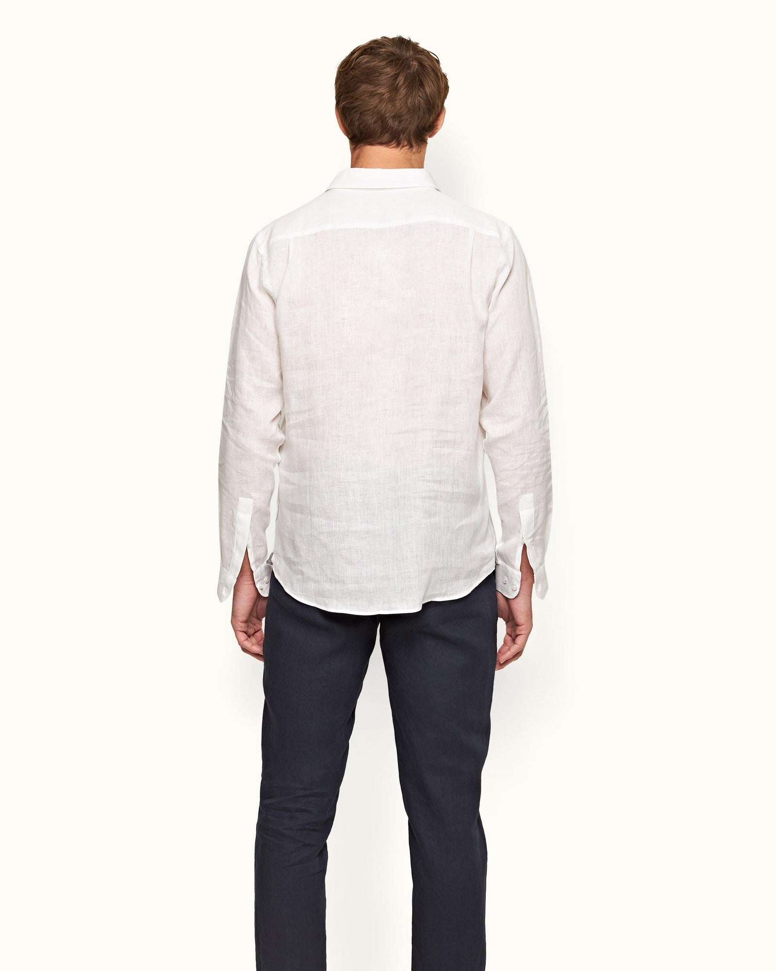 Percy White Classic Collar Overhead Linen Shirt | White