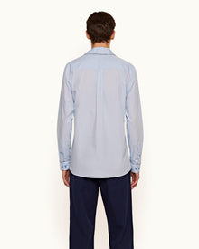 Ravinger Light Blue Relaxed Fit Capri Collar Compact Cotton Shirt | Light Blue