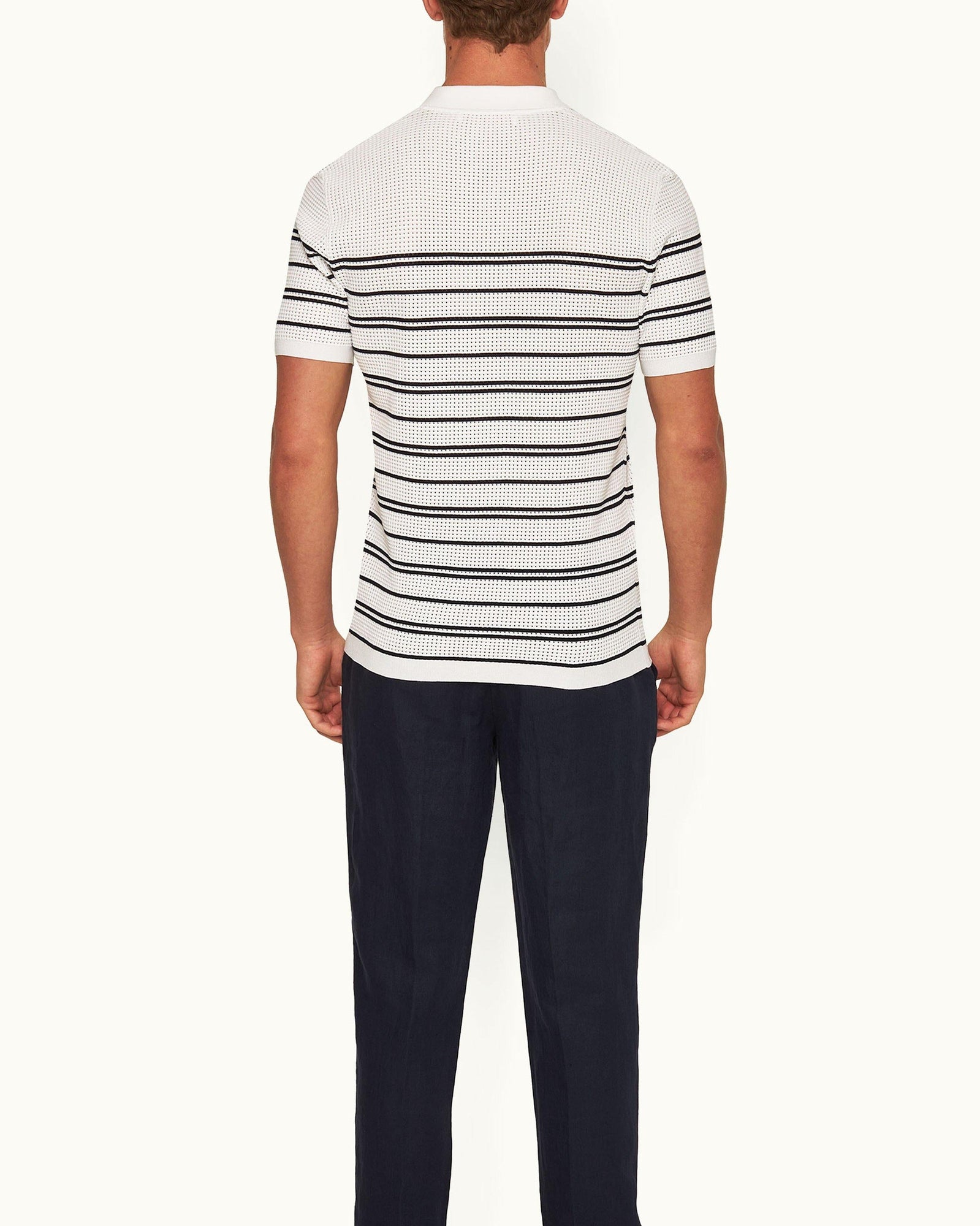 Men | Roddy Stripe Polo | White/Night Iris