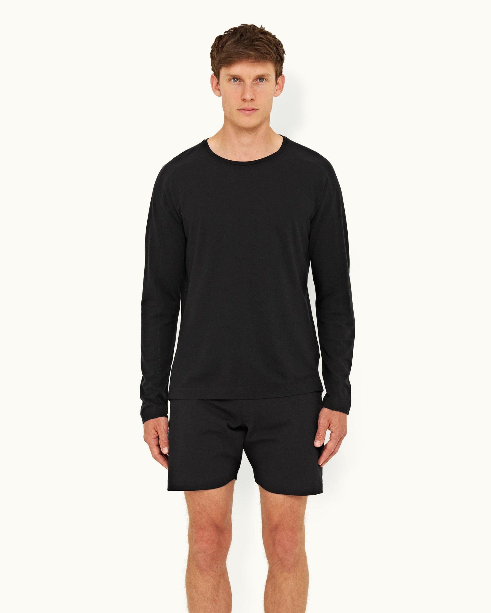 Black Classic Fit Ice Wool Long-Sleeve T-shirt | Black