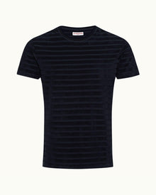 Night Iris Tonal Towelling Stripe Classic Fit T-shirt | Night Iris