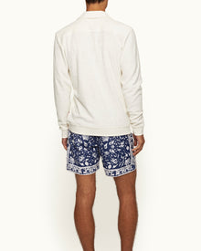 Santino Sand Classic Fit Organic Cotton Towelling Polo Shirt In White | White Sand