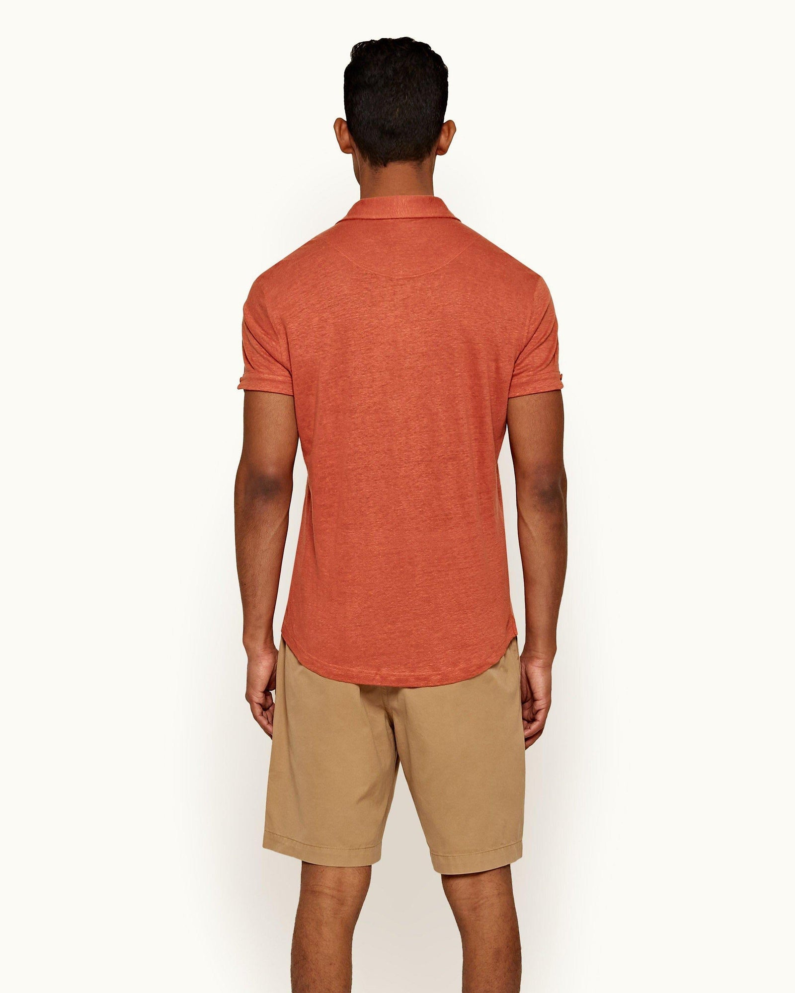 Sebastian Linen Vintage Rose Tailored Fit Linen Polo Shirt | Vintage Rose