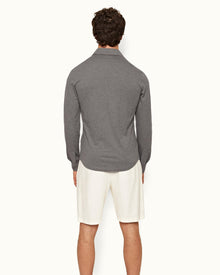 Cinder Tailored Fit Long-Sleeve Cotton-Silk Polo Shirt | Cinder