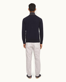 Oyster Grey Tailored Fit Single Pleat Stretch-Cotton Trousers | Oyster Grey