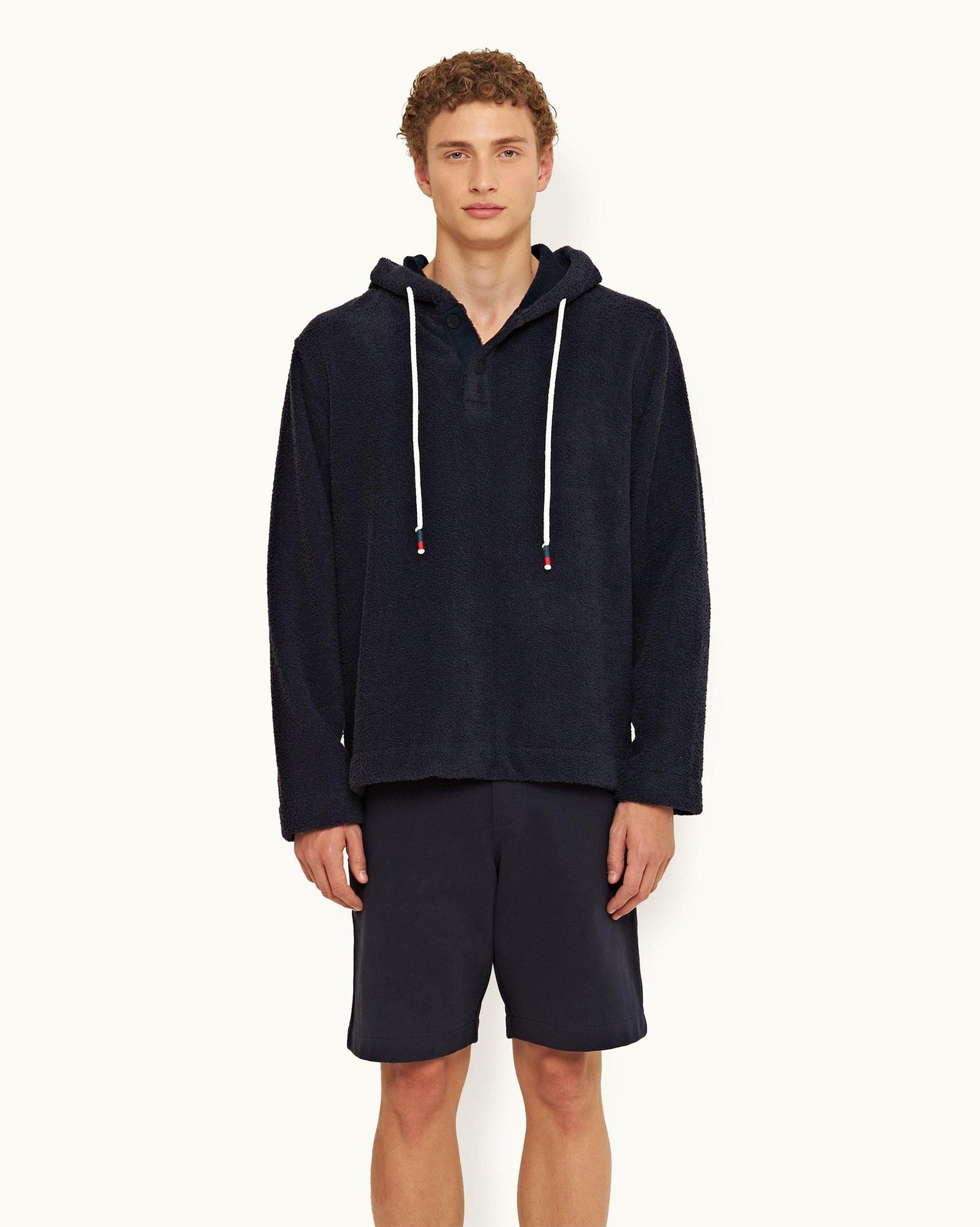 Night Iris Classic Fit Lounger Pile Towelling Hooded Sweatshirt | Night Iris