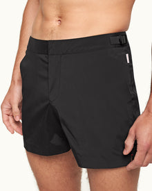 Black Bonded Tape Shorter-Length Swim Short | Black