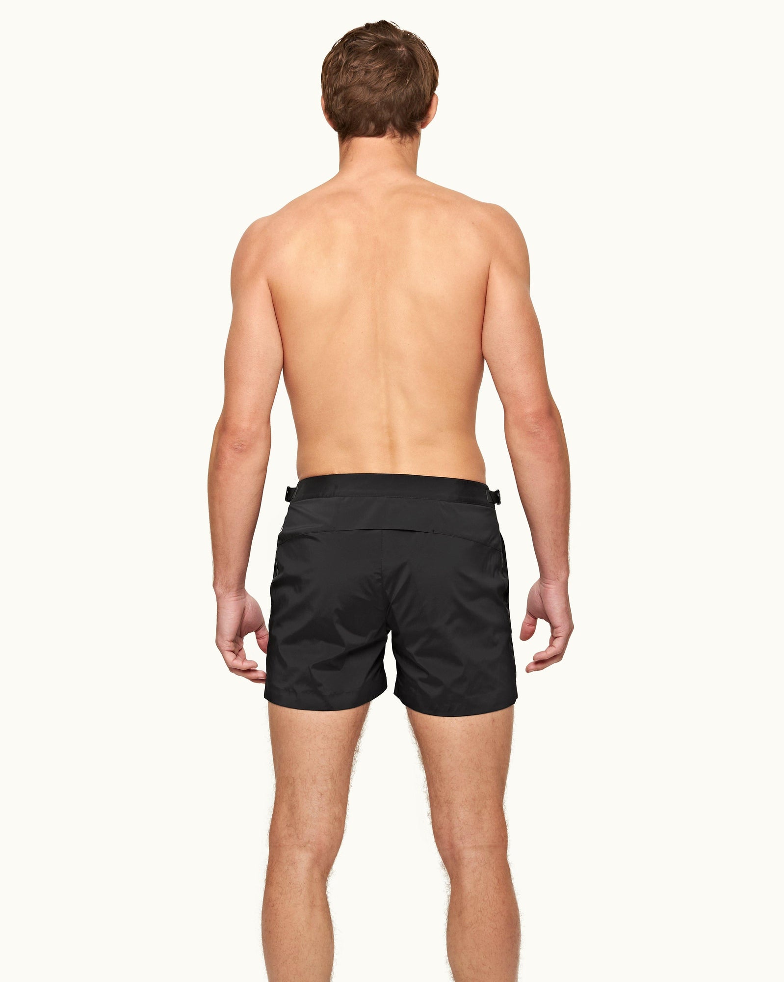 Black Bonded Tape Shorter-Length Swim Short | Black