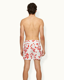 Setter Blossom Print Shorter-Length Swim Shorts In Red Plum Colour | Red