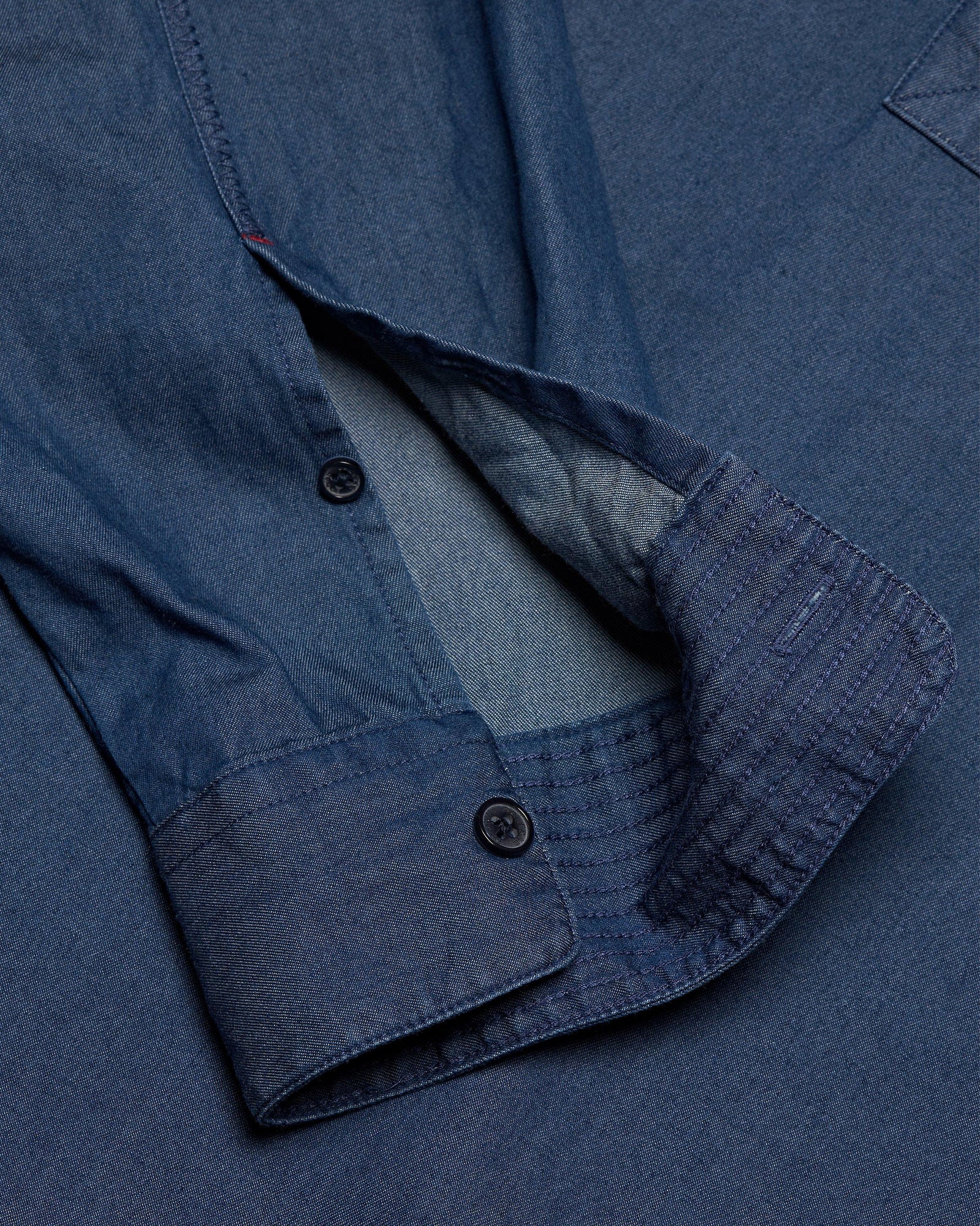 Shanklin Denim Washed Indigo Relaxed Fit Overhead Denim Shirt | Washed Indigo