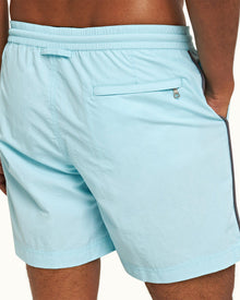 Clear Sky Piping Drawcord Mid-Length Swim Shorts | Clear Sky