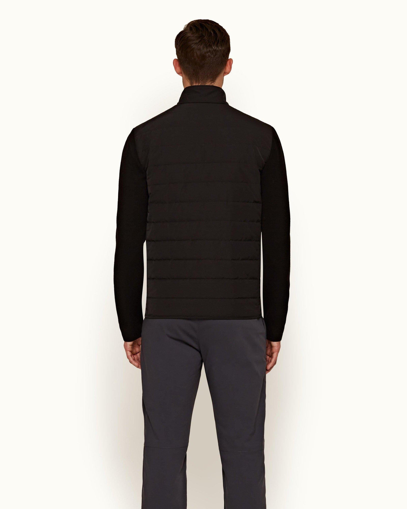 Terence Black Showerproof Milano Rib Sleeve Jacket | Black