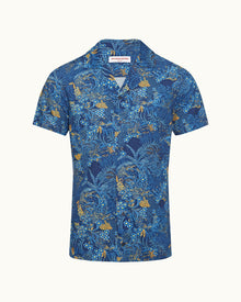 Night Iris/Cerulean Tropic Nightfall Print Capri Collar Shirt | Night Iris/Cerulean