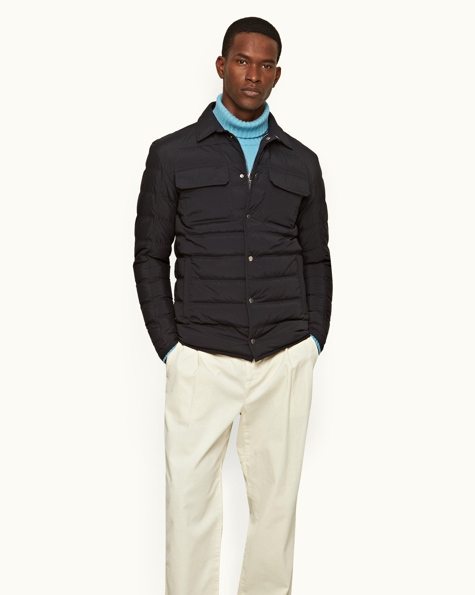 Night Iris Down-fill Quilted Shirt Jacket | Night Iris