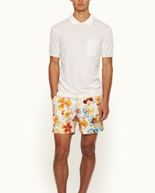 Wilder Classic Fit Fine Knit Cotton & Cashmere Polo Shirt in White Sand | White Sand