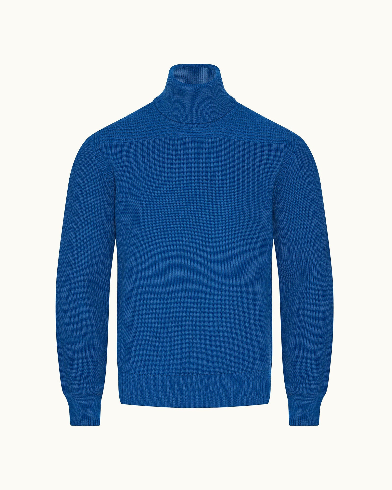 Signal Blue Classic Fit Roll Neck Merino Knit Jumper | Signal Blue