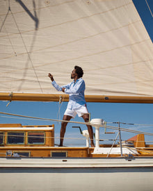 Signal Blue/White Classic Stripe Easy Fit Cotton Shirt | Signal Blue/White